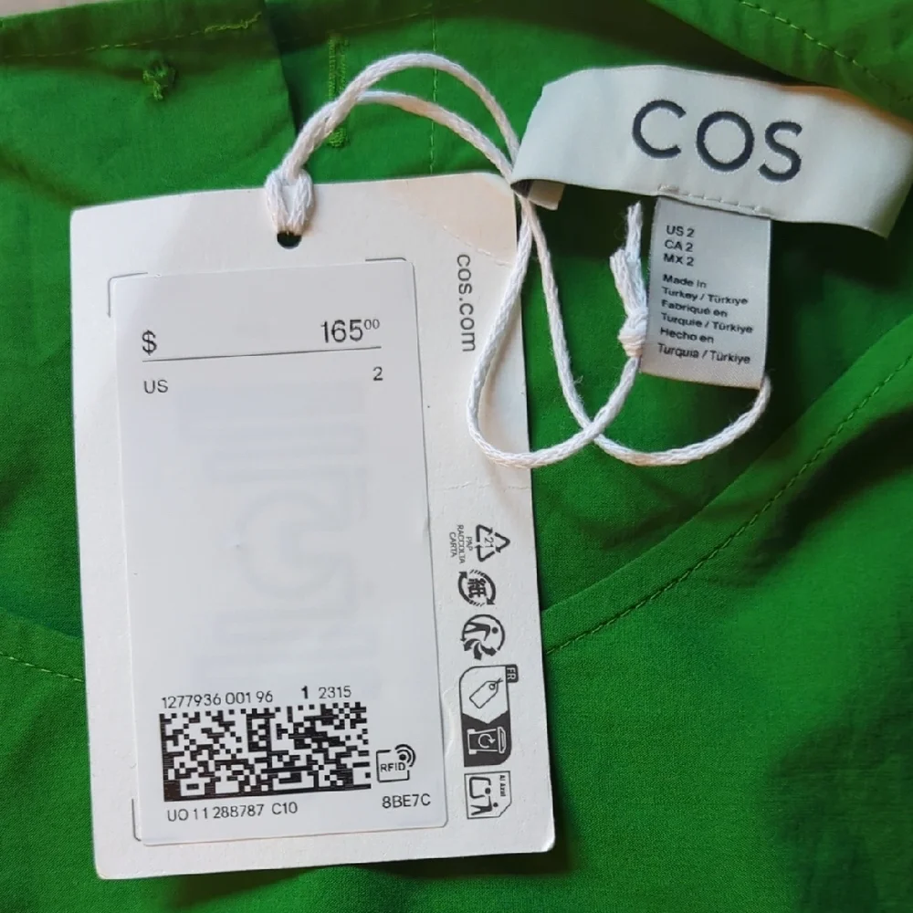 NWT COS OPEN-BACK COTTON MAXI DRESS Green Sz 2 - Picture 6 of 6